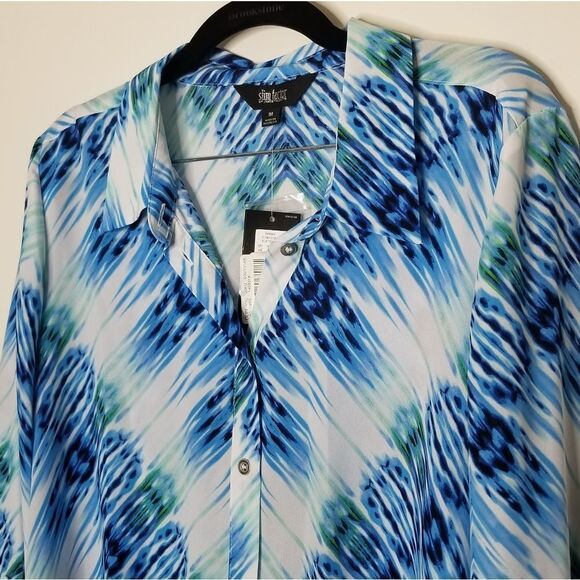 Investments Slim Factor De Collections Women's Long Sleeve Button Up Blouse Sz M - Picture 4 of 14